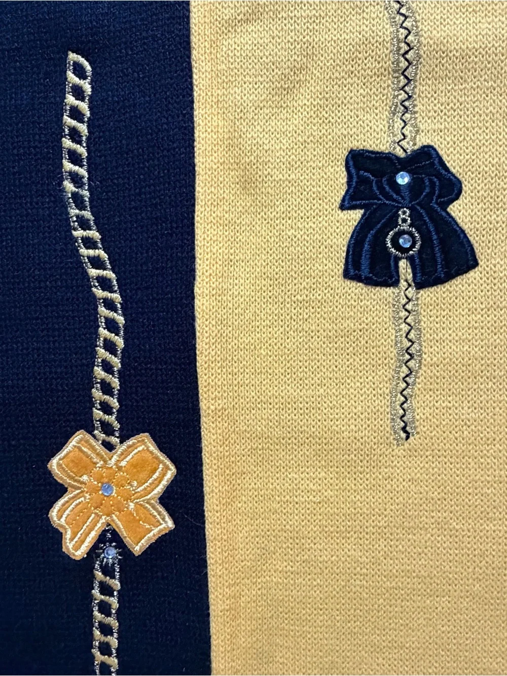 Vintage Tagore Olene Colorblock Sweater Black Yellow Embroidery Appliqué NWT 1X